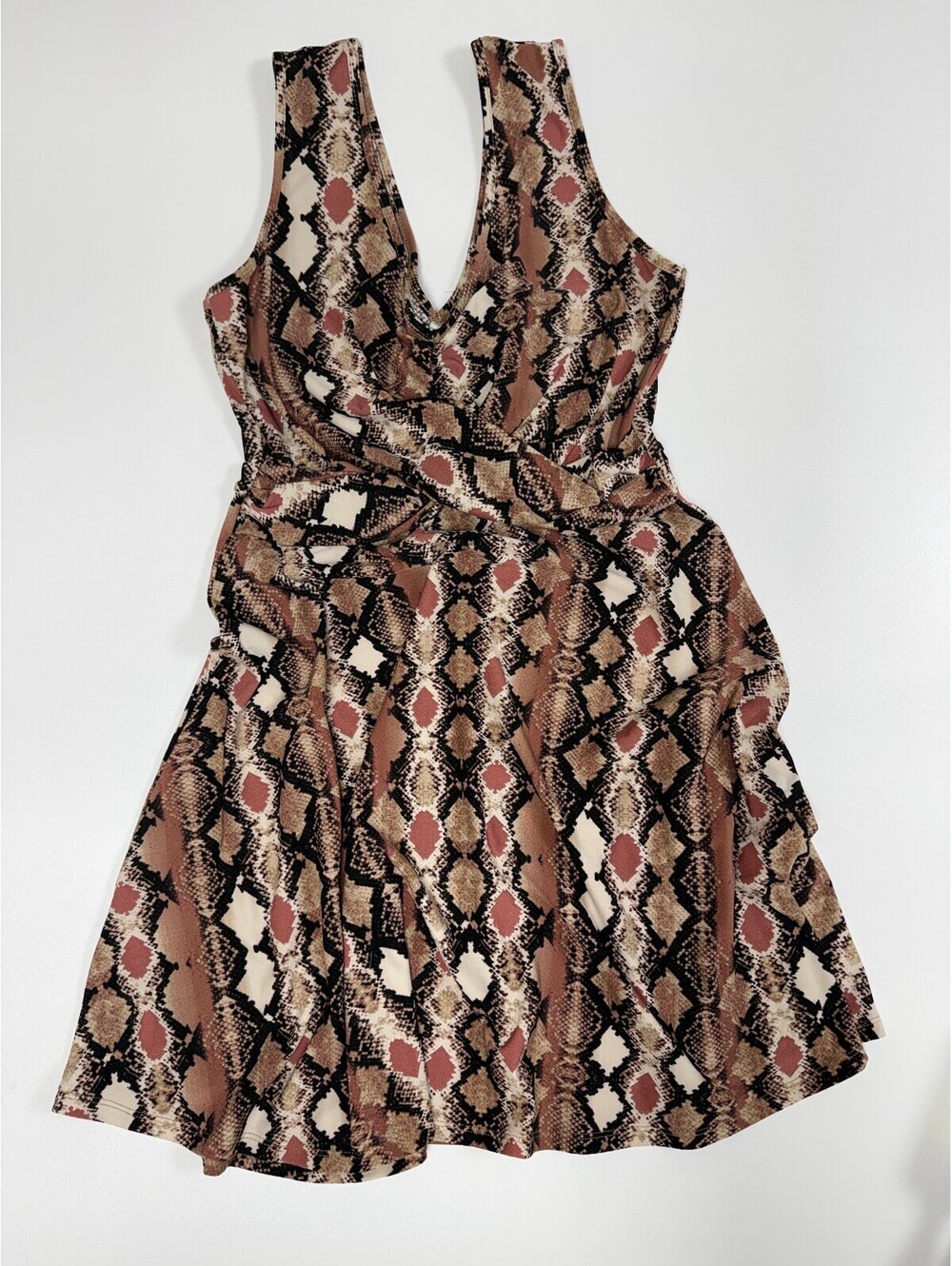 Candie's Snakeskin Print Faux Wrap Dress Sleeveless Size M